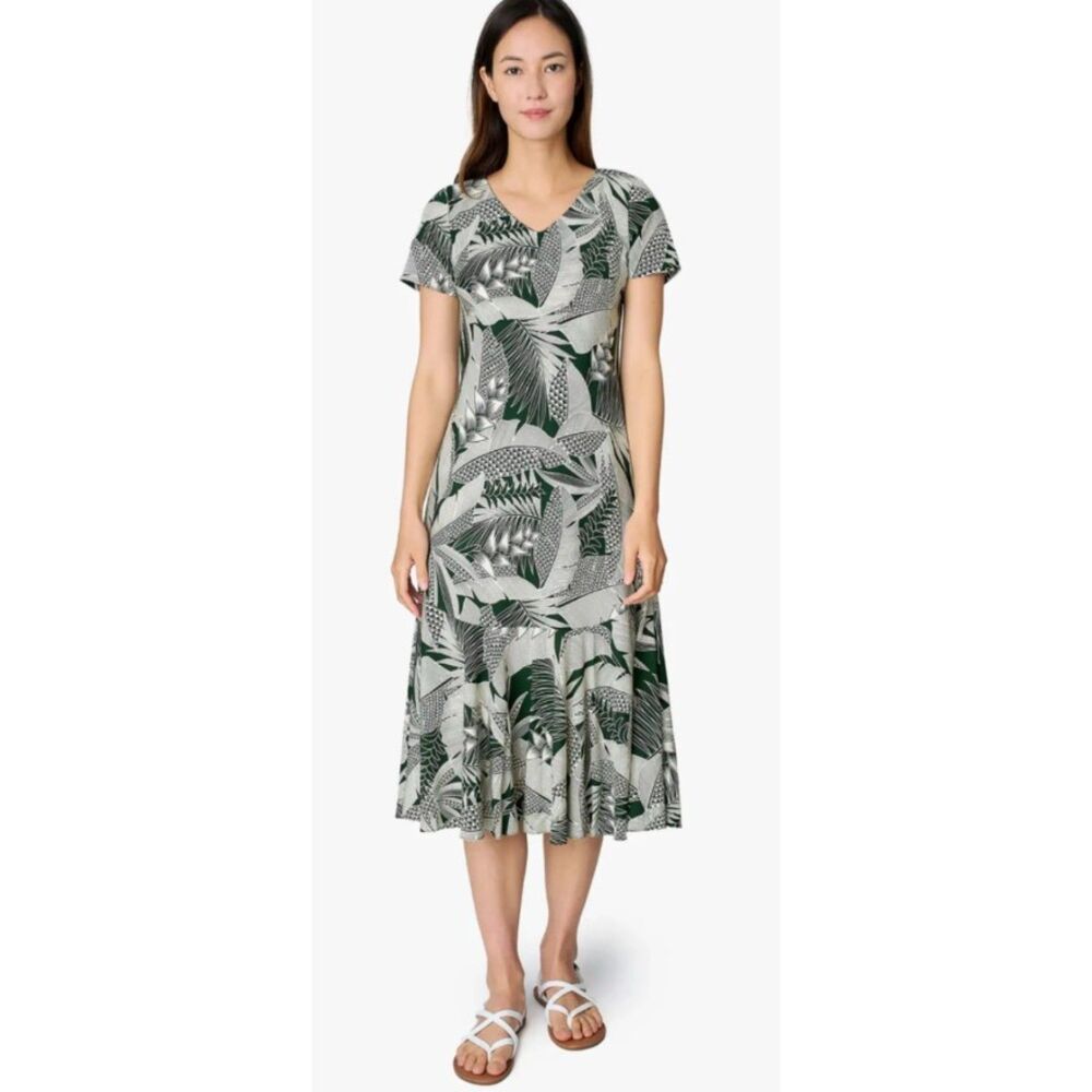 Vintage Tropical Hawaiian Print Sz Large Casual Wear Midi Dress HILO HATTIE